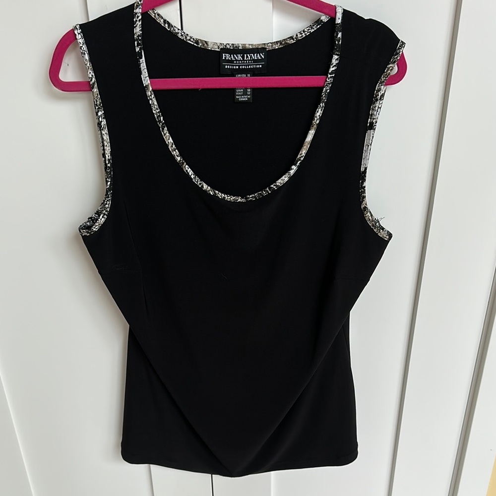 Frank Lyman Design Black Sleeveless Tank Top Size 18